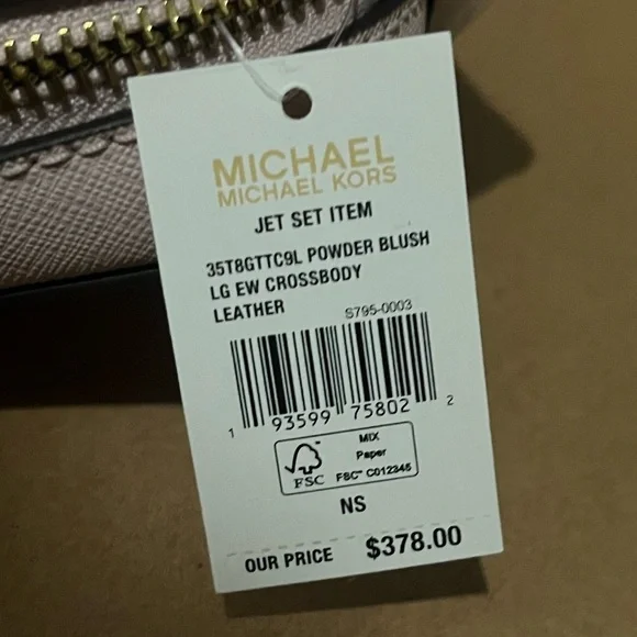 MICHAEL KORS- Jet Set LG Crossbody Bag in Light Pink with MK Print - Picture 8 of 8